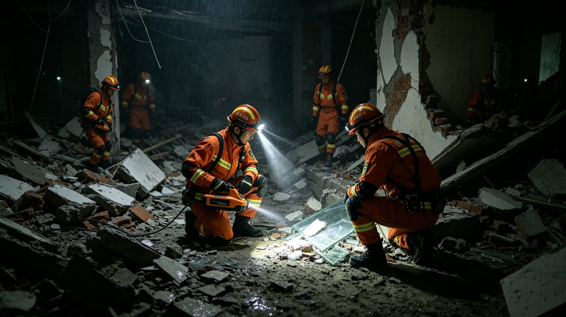 Firefighters in action